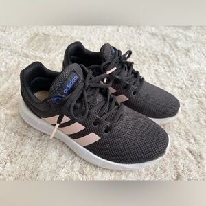 Adidas Women’s Black and Pink Sneakers with Blue Logo